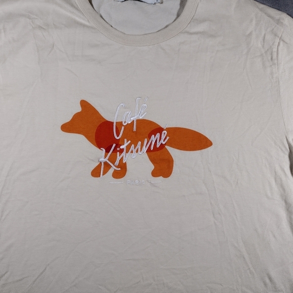Maison Kitsune Mens Short Sleeve Shirt Cafe Kitsube Fox Classic 2XL NWOT - Picture 2 of 7